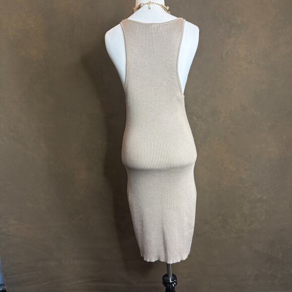 Abercrombie & Fitch Ribbed Knit Tank Bodycon Midi Dress Medium Tall MT Cream - Picture 4 of 8